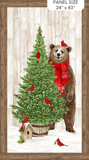 Beary Merry Christmas Panel from from Northcott Fabrics by Deborah Edwards - Approx 2/3 Yard Panel