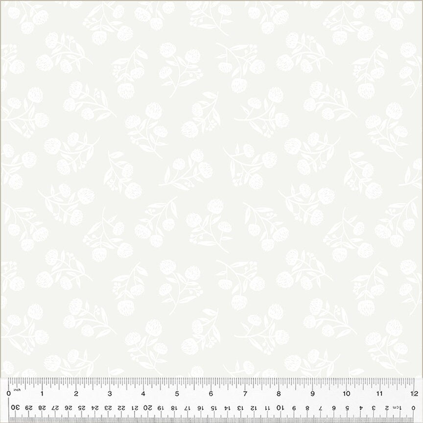 Clover in White on White from the Clover & Dot Collection by Allison Harris for Windham Fabrics - 100% Cotton Fabric