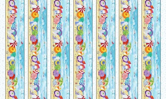 Beach Stripes in Blue from the Beach Vista Collection by Paul Brent for Elizabeth's Studio BY THE YARD - 100% Cotton
