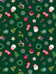 Little Festive Things in Green with Gold Metallic from the Oh Christmas Tree! Collection by Lewis and Irene Fabric - 100% Cotton Fabric