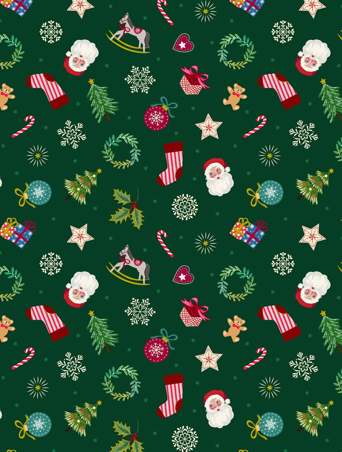 Little Festive Things in Green with Gold Metallic from the Oh Christmas Tree! Collection by Lewis and Irene Fabric - 100% Cotton Fabric