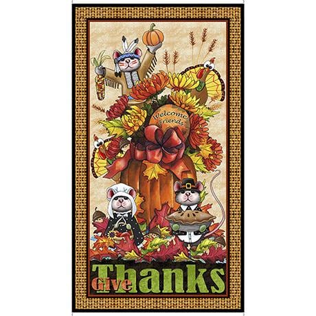A Pilgrim's Autumn in Straw 24" Panel from A Pilgrim's Autumn Collection by ©Desiree’s Designs for Quilting Treasures Fabrics -100% Cotton