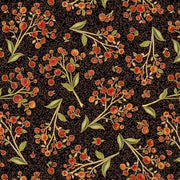 Berry Sprig in Black from the Autumn Forest Collection by ©Gina Jane Lee for Quilting Treasures Fabrics - 100% Cotton