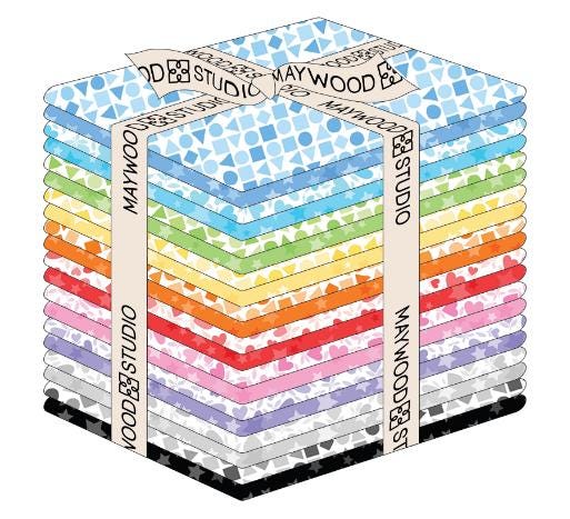 FLANNEL - Stars, Hearts, and Shapes Fat Quarter Bundle from the Playtime Flannel Collection by Maywood Studio - 20 pieces - 100% Cotton