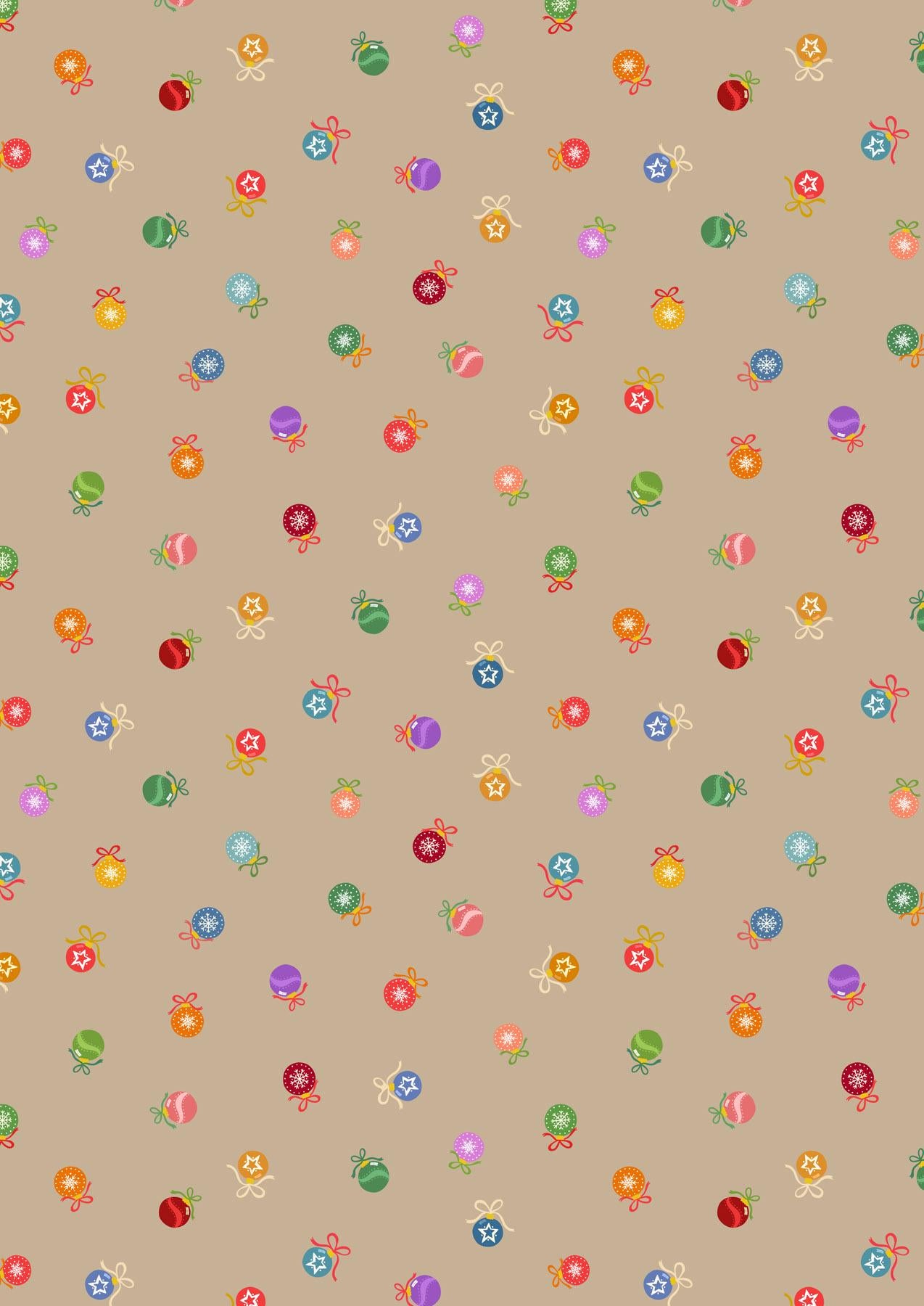 Baubles in Natural with Gold Metallic from the Oh Christmas Tree! Collection by Lewis and Irene Fabric - 100% Cotton Fabric