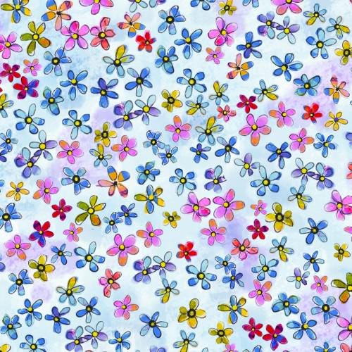 Ditsy Floral in Light Blue from the Tiny Wonders Collection by Kim Green for P&B Textiles BY THE YARD