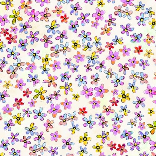 Ditsy Floral in Cream from the Tiny Wonders Collection by Kim Green for P&B Textiles BY THE YARD - 100% Cotton