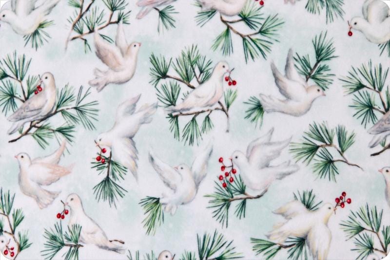 END OF BOLT (28" X 60") White Doves Digital Cuddle® Multi by Shannon Fabrics - 2.5mm Pile - Digital Print - 100% Polyester