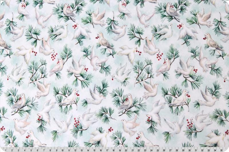 END OF BOLT (28" X 60") White Doves Digital Cuddle® Multi by Shannon Fabrics - 2.5mm Pile - Digital Print - 100% Polyester