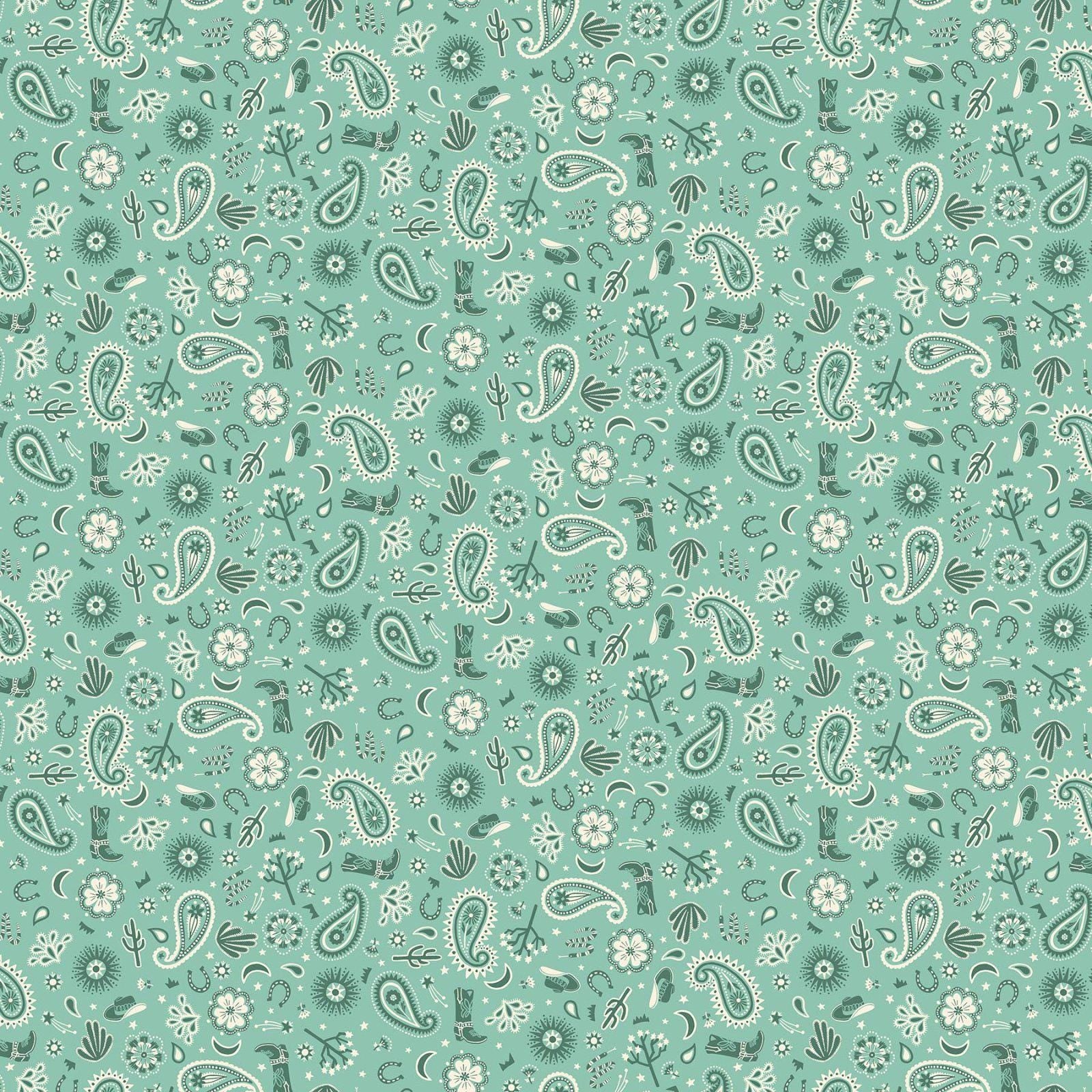 Bandana in Teal from the Desert Sunrise Collection from Figo Fabrics BY THE YARD - 100% Cotton
