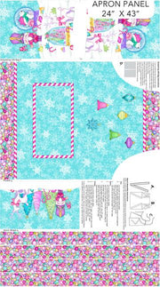 Christmas Apron 24" Panel in Turquoise from the Merry and Bright Collection by Michael Zindell Designs for Northcott Fabrics - 100% Cotton