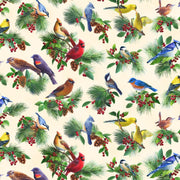 Bird Toss in Cream from the Birds & Berries Collection from Elizabeth's Studio BY THE YARD - 100% Cotton