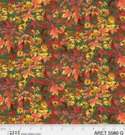 Autumn Leaves in Green from the Autumn Retreat Collection by Abraham Hunter for P&B Textiles - 100% Cotton
