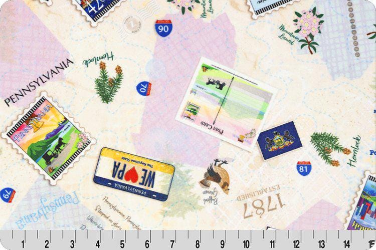 Minky - DISCONTINUED-Where Ya' Been? States Digital Cuddle® PENNSYLVANIA from Shannon Fabrics - 60" Wide's Digital Cuddle Collection
