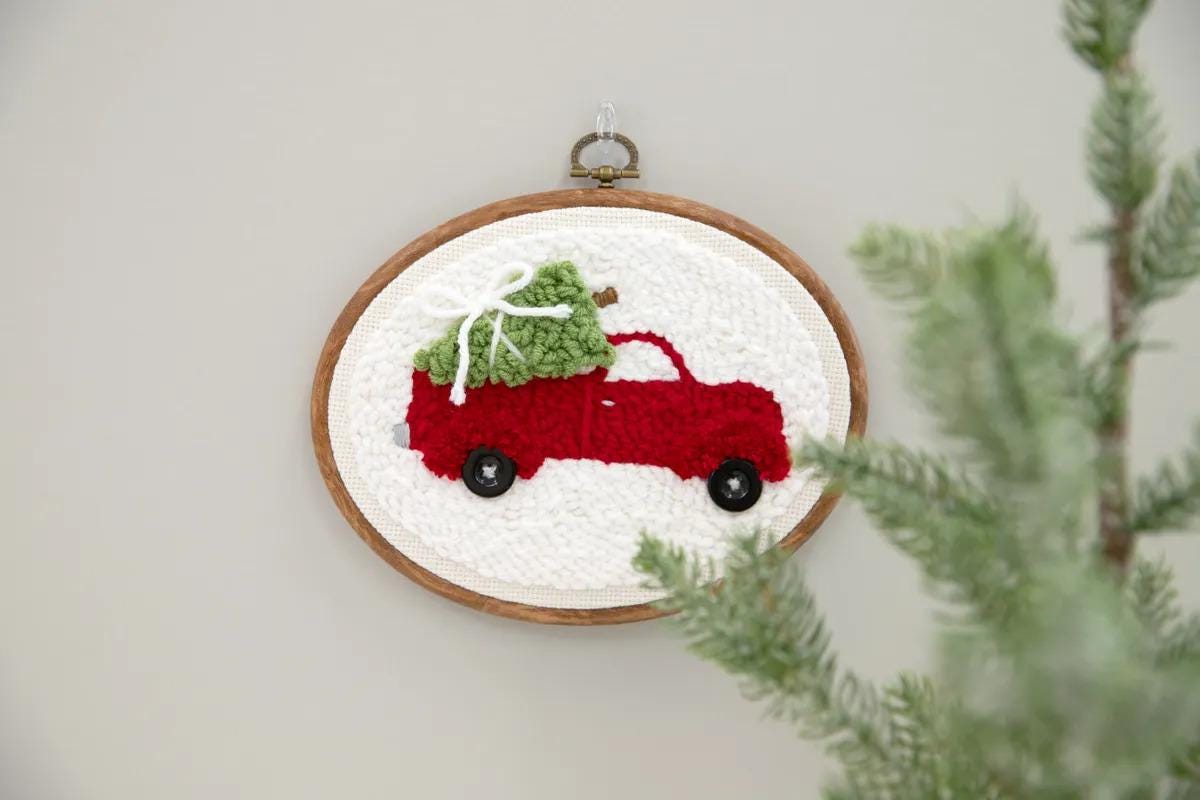 Kimberbell RED TRUCK "Merrily We Roll Along" Punch Needle Complete Kit - Punch Needle Plus