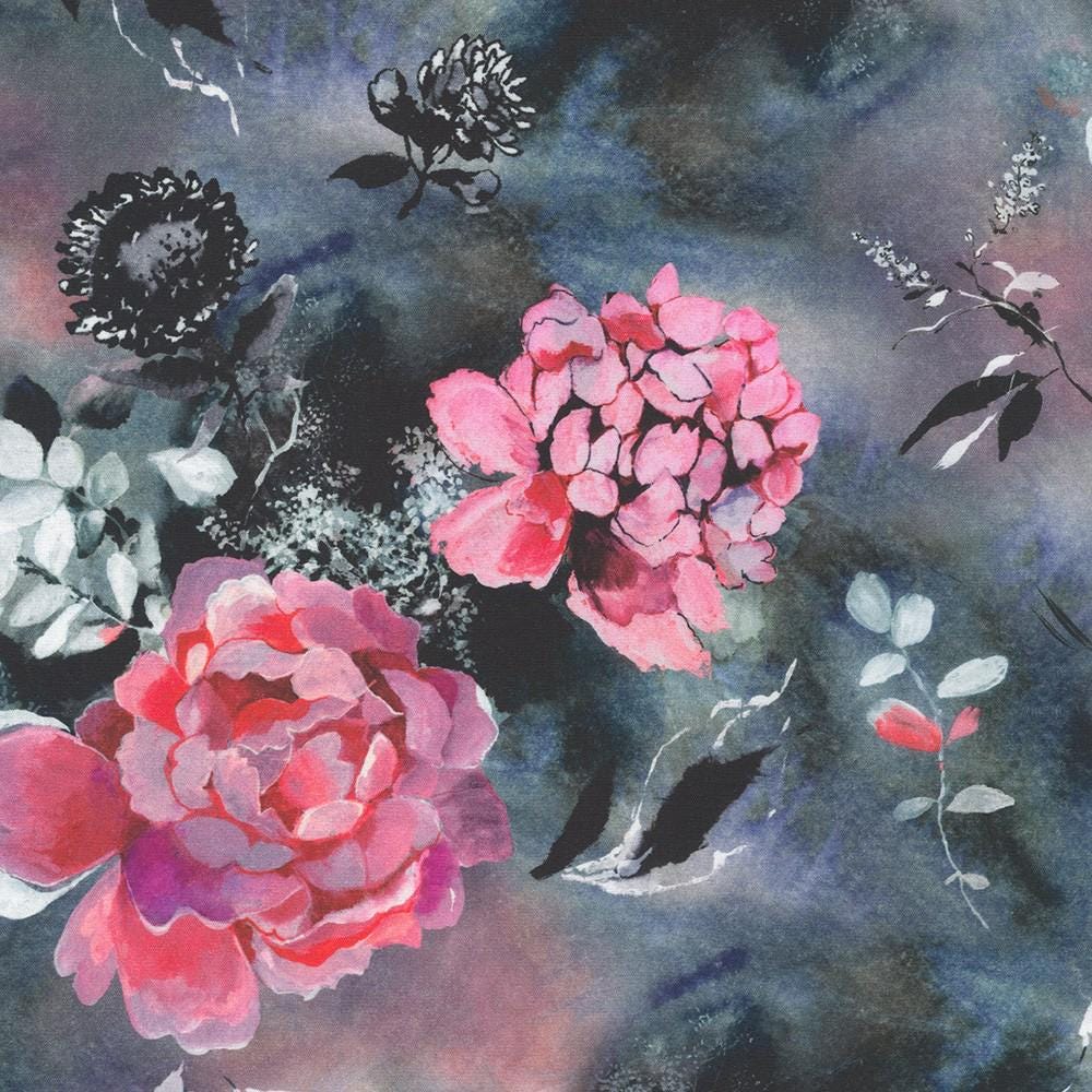 Allover Floral in Shadow from the Peony Love Collection by Lauren Wan For Robert Kaufman BY THE YARD- 100% Cotton