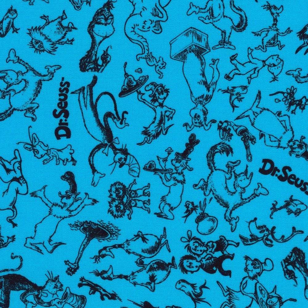 Dr. Seuss Character Sketch in Blue from the Celebrate Seuss! Collection by Robert Kaufman - 100% Cotton