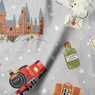 Minky -DISCONTINUED-Hogwarts Icons in Grey from EZ Fabrics