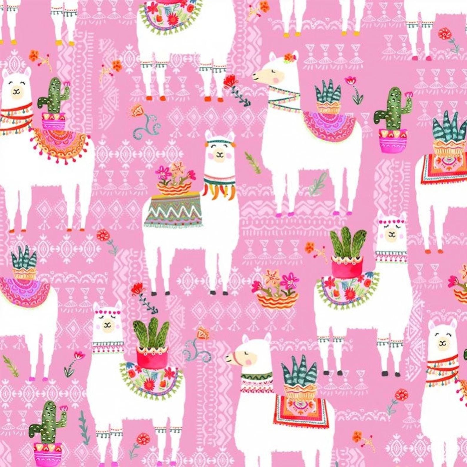 Minky -DISCONTINUED- La Llama in Pink Smooth Digital Cuddle® from Michael Miller Fabrics - 60" Wide