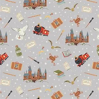 Minky -DISCONTINUED-Hogwarts Icons in Grey from EZ Fabrics