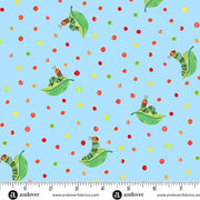 The Very Hungry Caterpillar Leafing Around in Powder Blue From Andover Fabrics by Eric Carle