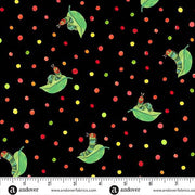 The Very Hungry Caterpillar Leafing Around in Black From Andover Fabrics by Eric Carle