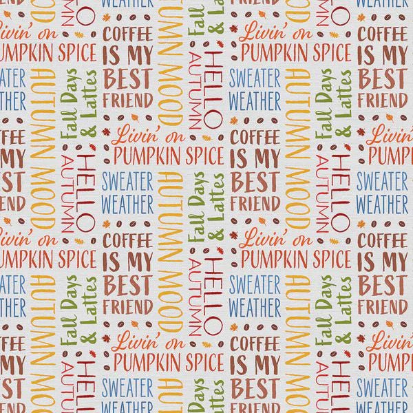 Autumn Words from the Autumn Girl Collection by Paintbrush Studio Fabrics - 100% Cotton Fabric