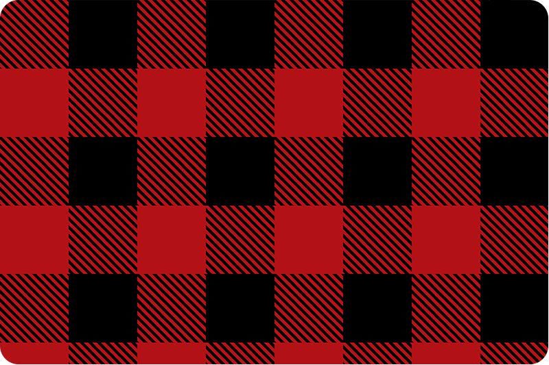 END OF BOLT 36" x 60" Double Sided Minky - Buffalo Check in Scarlet and Black Cloud Cuddle® in Black from Shannon Fabrics
