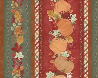 Autumn Border Stripe from the Hello Autumn Collection by Monique Jacobs for Maywood - 100% Cotton Fabric