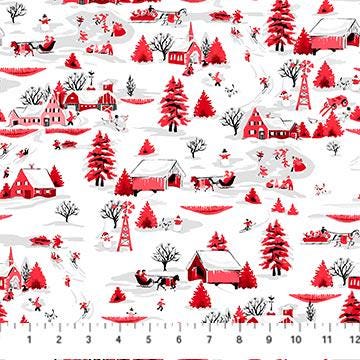 Christmas Eve in White from the Home For The Holidays Collection by Patrick Lose for Northcott Fabrics - 100% High Quality Cotton