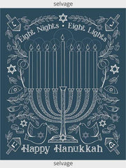 36" x 44" Panel Happy Hanukkah 8 Nights from the 8 Lights Collection for Riley Blake Designs - 100% Cotton