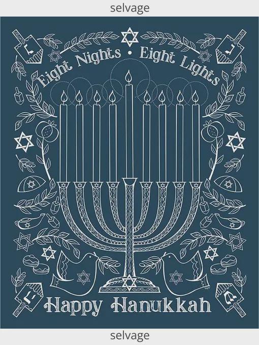 36" x 44" Panel Happy Hanukkah 8 Nights from the 8 Lights Collection for Riley Blake Designs - 100% Cotton