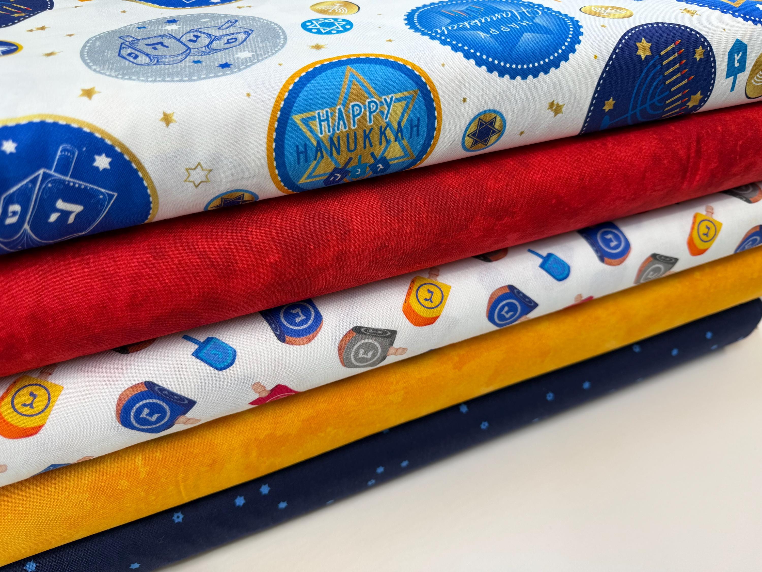 Hanukkah Bundle - 5 Fabrics - 100% Quilt Shop Quality Cotton - Choose your Cut