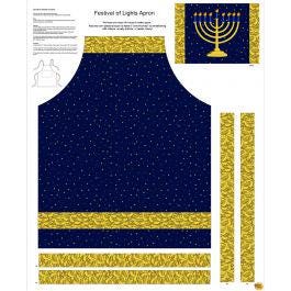 Hanukkah Menorah Apron Panel from the Festival of Lights Collection for Henry Glass & Co.