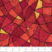 Stained Glass in Red/Yellow from the Nativity Collection by Alison McGarrigle for Northcott Fabric - 100% Cotton