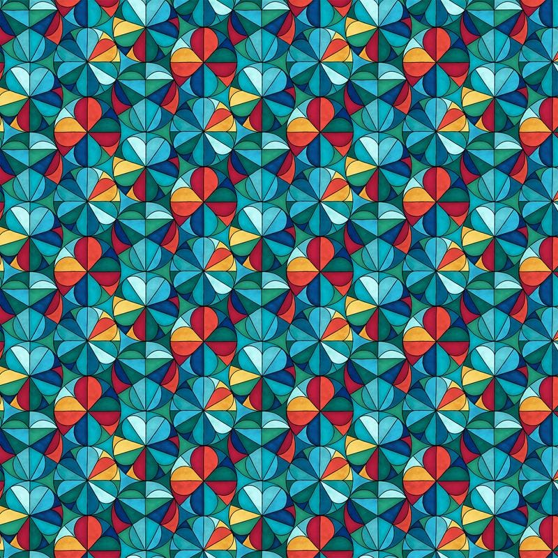 Circles in Teal Multi from the Nativity Collection by Alison McGarrigle for Northcott Fabric - 100% Cotton