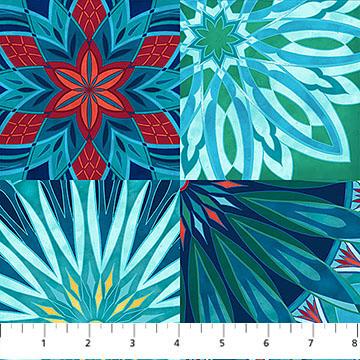Ornament Blocks in Light Teal Multi from the Nativity Collection by Alison McGarrigle for Northcott Fabric - 100% Cotton