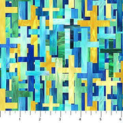 Large Cross in Blue Multi from the Risen Collection by Deborah Edwards for Northcott Fabric - 100% Cotton