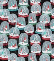 Gnomes in Snow Globes from Timeless Treasure Fabric - You Choose Cut