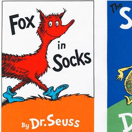 Dr Seuss Titles Soft Book PANEL from Robert Kaufman by Dr Seuss Enterprises - 23.5"x44"