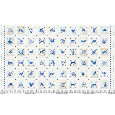Azulejos in Cream from the Azul Collection by Adam Trest for FreeSpirit Fabric 100% Cotton