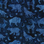 Batik - Animals in Prairie Blue From Island Batik by the Yard