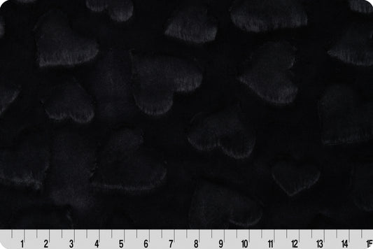 Minky - Luxe Cuddle Hearts BLACK From Shannon Fabrics