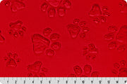 Minky - DISCONTINUED Luxe Cuddle® Embossed Paws CARDINAL From Shannon Fabrics