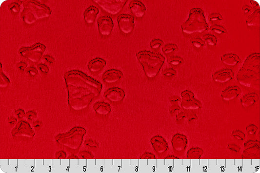 Minky - Luxe Cuddle® Embossed Paws CARDINAL From Shannon Fabrics