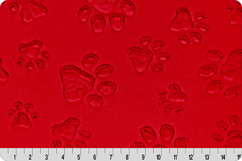 Minky - DISCONTINUED Luxe Cuddle® Embossed Paws CARDINAL From Shannon Fabrics
