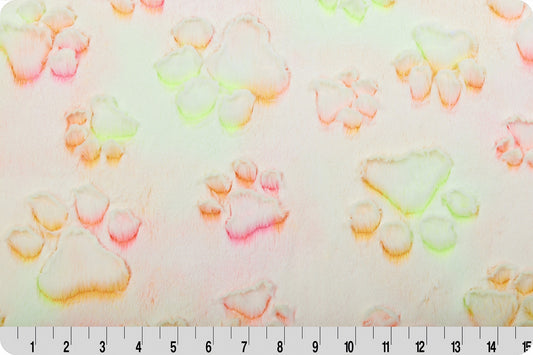 Minky - Luxe Cuddle® Embossed Prism Paws NEON HIGHLIGHTER From Shannon Fabrics