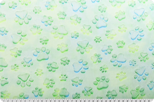 Minky - Luxe Cuddle® Embossed Prism Paws PARAKEET From Shannon Fabrics