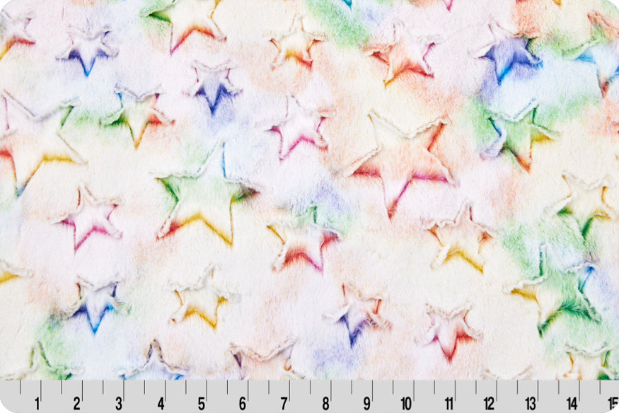 Minky - DISCONTINUED- Luxe Cuddle Prism Stars VIBRANT From Shannon Fabrics