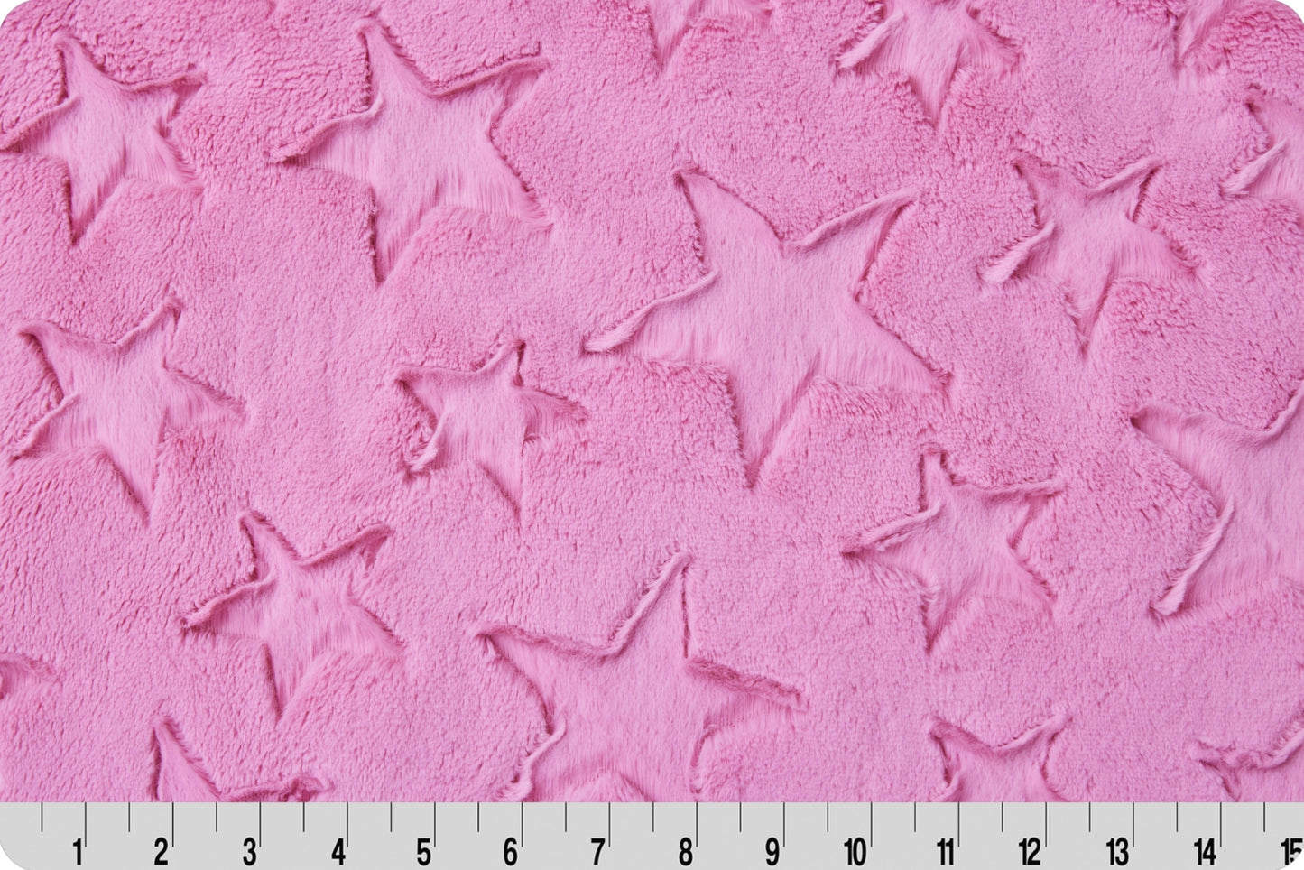 Minky - Luxe Cuddle Stars HOT PINK From Shannon Fabrics